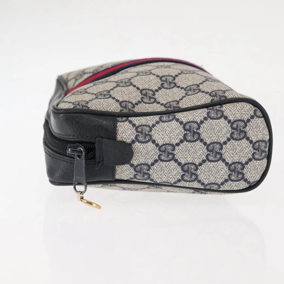 GUCCI GG Supreme Sherry Line Clutch Bag Red Navy - Picture 4 of 14